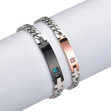 Engraved Names Date Bracelets Stainless Steel Crystal Wedding Jewelry
