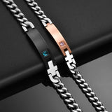 Engraved Names Date Bracelets Stainless Steel Crystal Wedding Jewelry