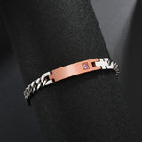 Engraved Names Date Bracelets Stainless Steel Crystal Wedding Jewelry