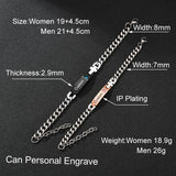 Engraved Names Date Bracelets Stainless Steel Crystal Wedding Jewelry