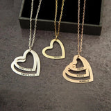 Personalized Engrave Names Heart Pendant Necklace/Silver Family Gift