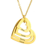 Personalized Engrave Names Heart Pendant Necklace/Silver Family Gift