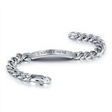 Engraved Silver Men Bracelet Titanium Steel Gift for Him