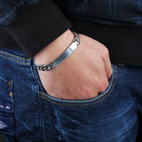 Engraved Silver Men Bracelet Titanium Steel Gift for Him