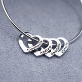 Custom Engraved Heart Bracelet for Women, Stainless Steel Family Bracelet