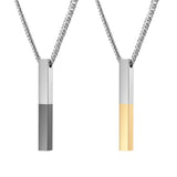 Personalized 4-Sided Vertical Bar Necklace Pendant with Cuban Chain