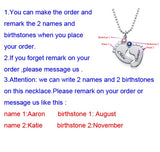 Engraved Baby Feet Pendant Necklace with Birthstones YP2483