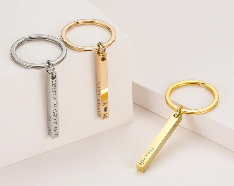 Personalized Engraved Bar Keychain in Stainless Steel