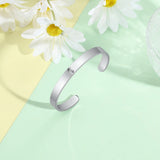 Personalized Birth Flower Cuff Bangles Stainless Steel Birth Month Bracelets