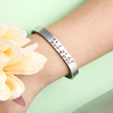 Personalized Birth Flower Cuff Bangles Stainless Steel Birth Month Bracelets