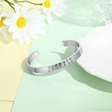 Personalized Birth Flower Cuff Bangles Stainless Steel Birth Month Bracelets