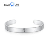 Personalized Birth Flower Cuff Bangles Stainless Steel Birth Month Bracelets