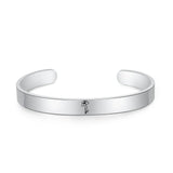 Personalized Birth Flower Cuff Bangles Stainless Steel Birth Month Bracelets