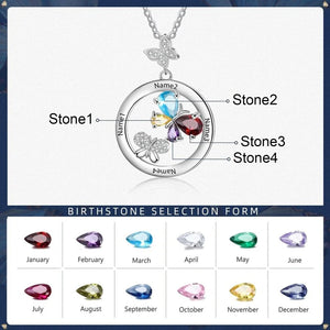 Custom Butterfly Birthstone Necklace for Mom - Personalized Engraved Jewelry