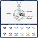 Custom Butterfly Birthstone Necklace for Mom - Personalized Engraved Jewelry