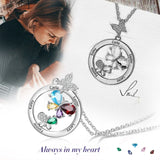 Custom Butterfly Birthstone Necklace for Mom - Personalized Engraved Jewelry