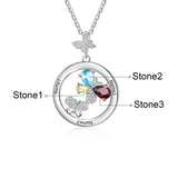 Custom Butterfly Birthstone Necklace for Mom - Personalized Engraved Jewelry