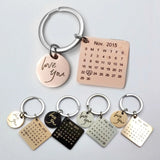Engraved Date KeyChain Stainless Steel Anniversary Gift