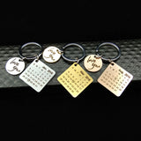 Engraved Date KeyChain Stainless Steel Anniversary Gift