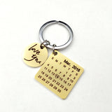 Engraved Date KeyChain Stainless Steel Anniversary Gift