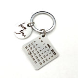 Engraved Date KeyChain Stainless Steel Anniversary Gift