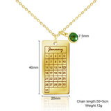 Engraved Date Pendant Necklace with Birthstone Stainless Steel