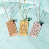 Engraved Date Pendant Necklace with Birthstone Stainless Steel