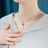 Engraved Date Pendant Necklace with Birthstone Stainless Steel