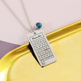 Engraved Date Pendant Necklace with Birthstone Stainless Steel