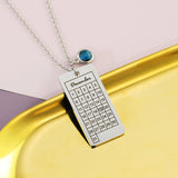 Engraved Calendar Date Pendant Necklace Birthstone Stainless Steel Wedding Gift