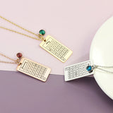 Engraved Calendar Date Pendant Necklace Birthstone Stainless Steel Wedding Gift