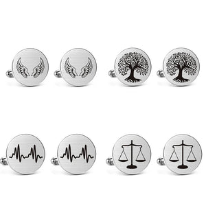 Engraved Cufflinks Clasp Scales of Justice Angel Wings Wedding Groom Gift