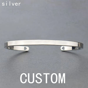 Personalized Engraved Name Copper Alloy Cuff Bracelet Bangle Jewelry