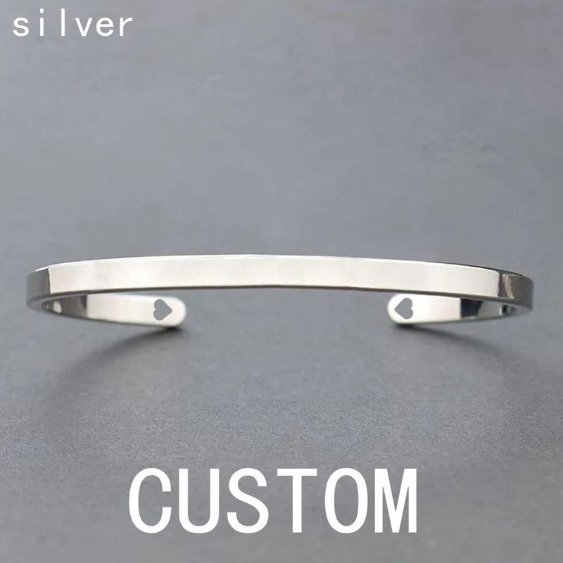 Personalized Engraved Name Copper Alloy Cuff Bracelet Bangle Jewelry