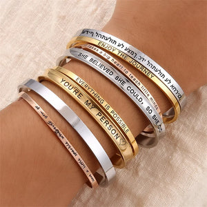 Personalized Engraved Letters Bangle Name Bracelet Stainless Steel Cuff