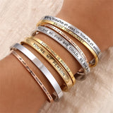 Personalized Engraved Letters Bangle Name Bracelet Stainless Steel Cuff