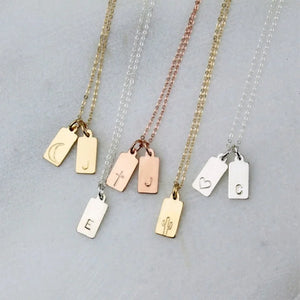 Custom Engraved Logo Nameplate Necklace Stainless Steel Letter Pendant