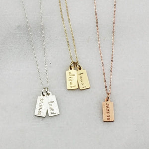 Custom Engraved Logo Nameplate Necklace Stainless Steel Letter Pendant