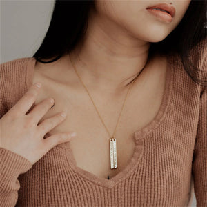 Personalized Engraved Name Bar Necklace Heart Charm Pendant Stainless Steel