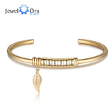 Personalized Engraved Name Bracelet with Leaf Charms