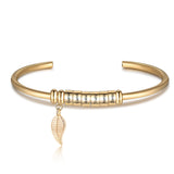 Personalized Engraved Name Bracelet with Leaf Charms