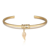 Personalized Engraved Name Bracelet with Leaf Charms