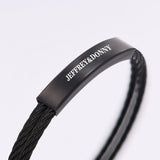 Personalized Engraved Name Bracelet Hand Woven Stainless Steel