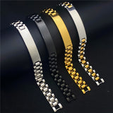 Personalized Engraved Name Bracelet Men Stainless Steel Link Chain ID Bracelet