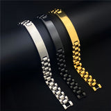 Personalized Engraved Name Bracelet Men Stainless Steel Link Chain ID Bracelet