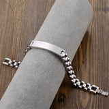 Custom Engraved Name Bracelet for Men Stainless Steel ID Chain Bracelet