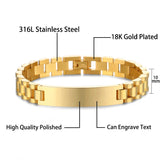 Custom Engraved Name Bracelet for Men Stainless Steel ID Chain Bracelet