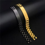 Personalized Engraved Name Bracelet Men Stainless Steel Link Chain ID Bracelet