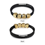 Personalized Engraved Name Bracelet Men Leather Fathers Gift