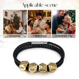 Personalized Engraved Name Bracelet Men Leather Fathers Gift